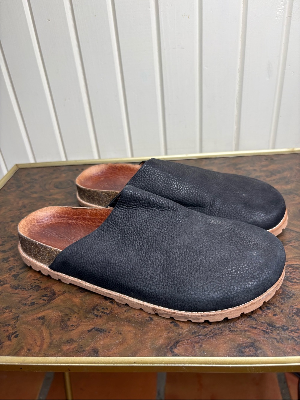 Madewell The Layne Clog Mules Leather Cork Footbed Black NA626 Womens Size 10